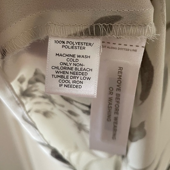 LOFT Tank Top Gray Ecru Bird Print Halter Size Medium Petite - Picture 6 of 6